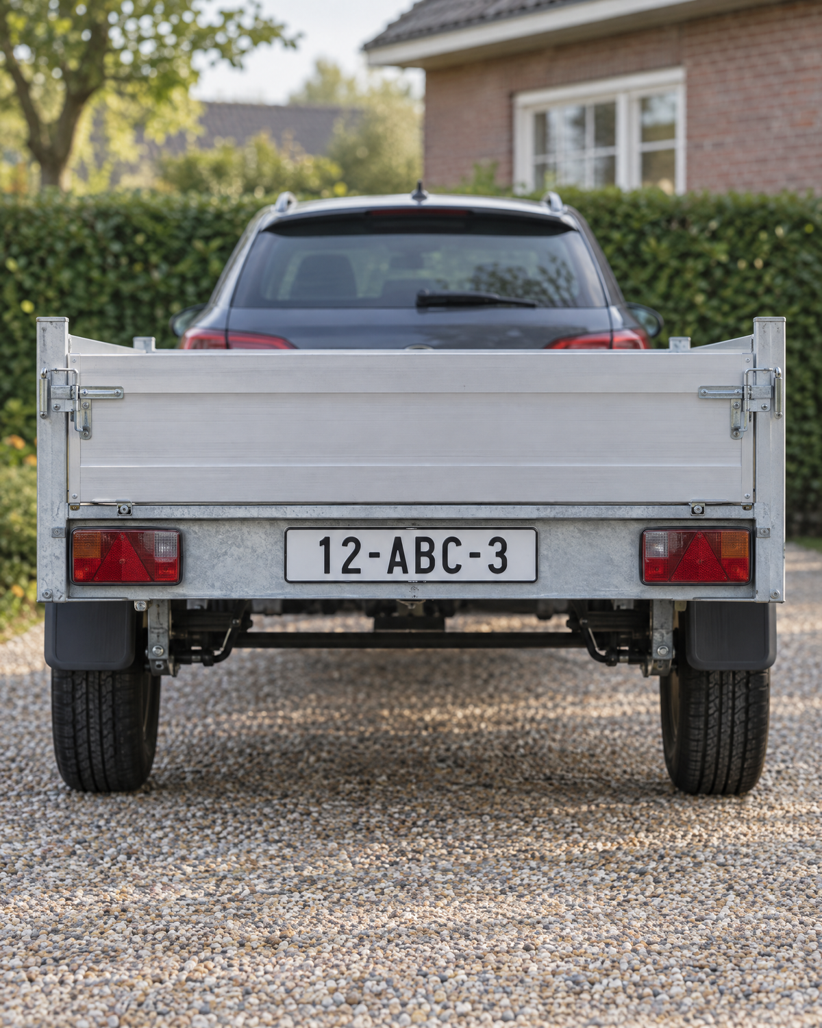 Witte kentekenplaat op een aanhanger