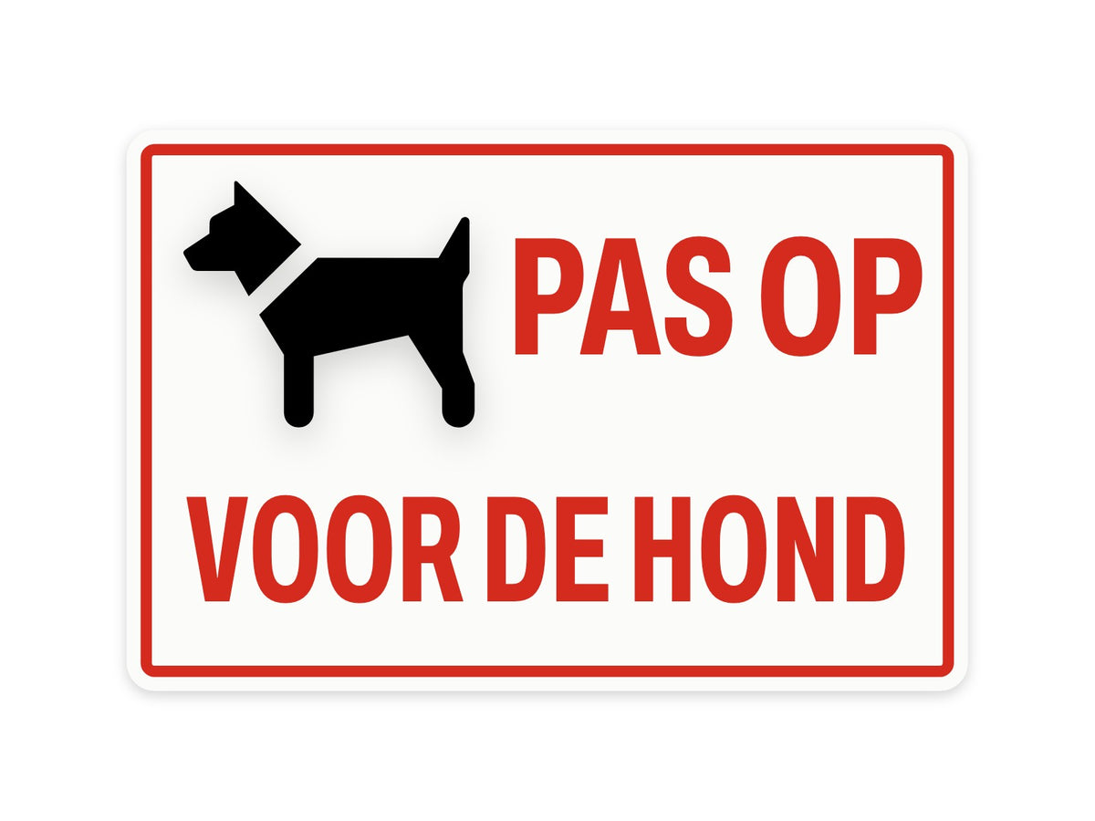 Pas op voor de hond bord met afbeelding
