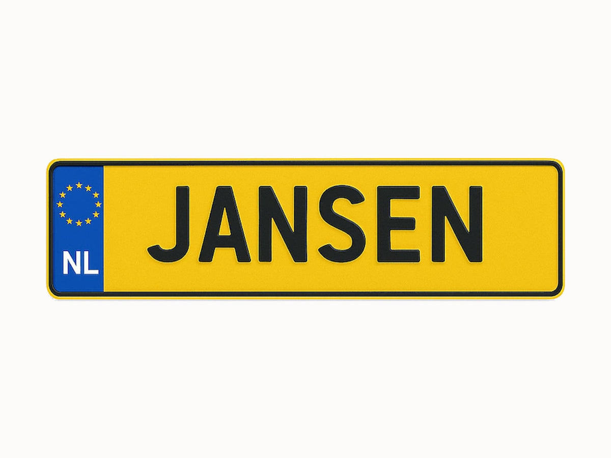 Kentekenplaat met naam (8 tekens)