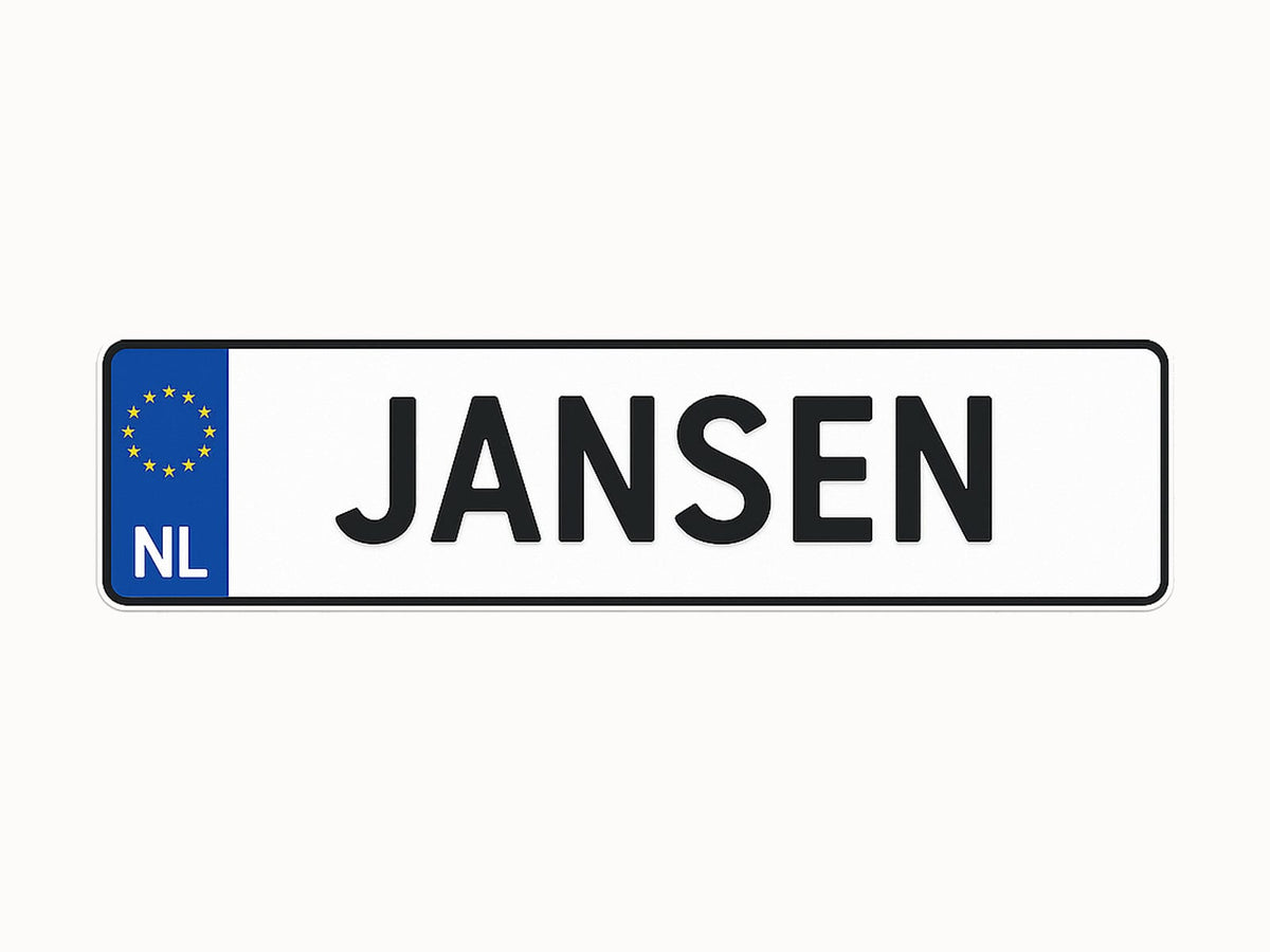 Kentekenplaat met naam (8 tekens)
