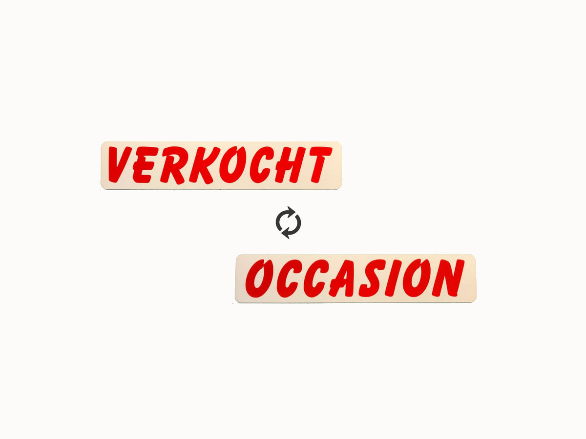 Verkocht & occasion bord dubbelzijdig
